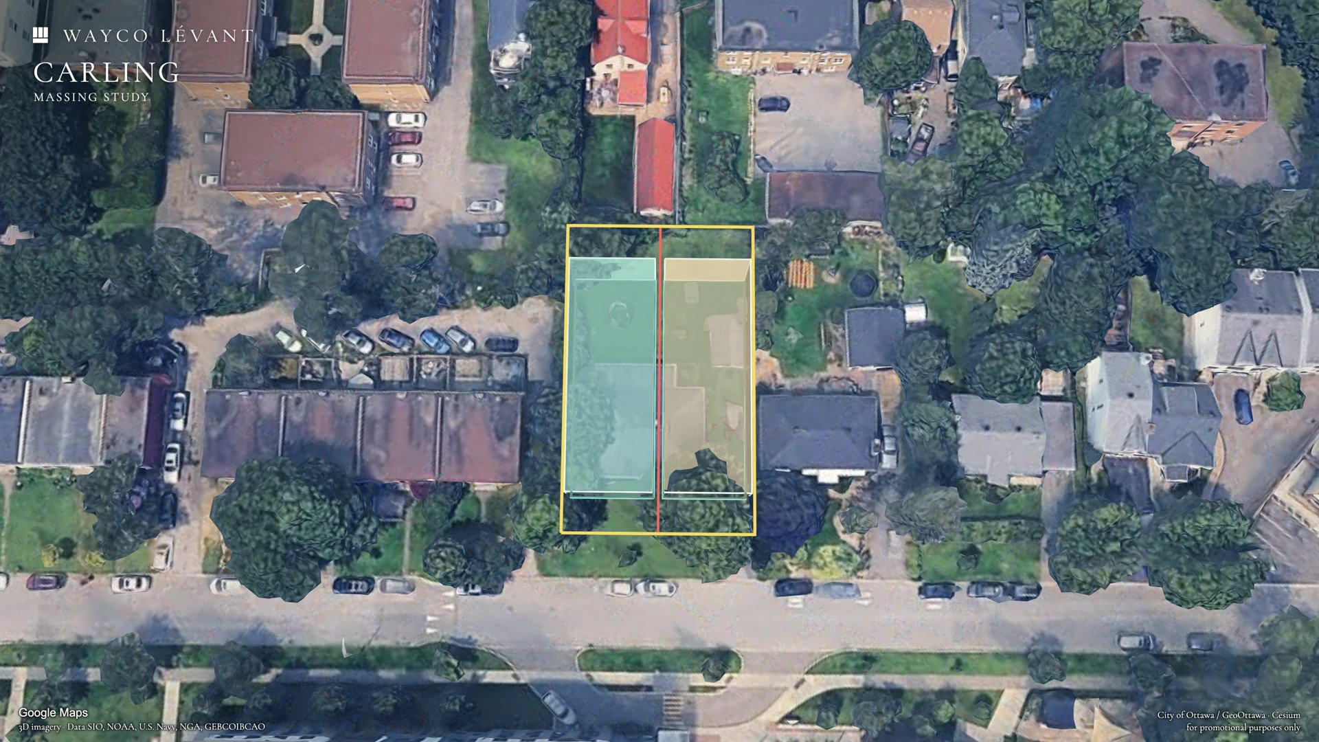 Carling massing study aerial plan
