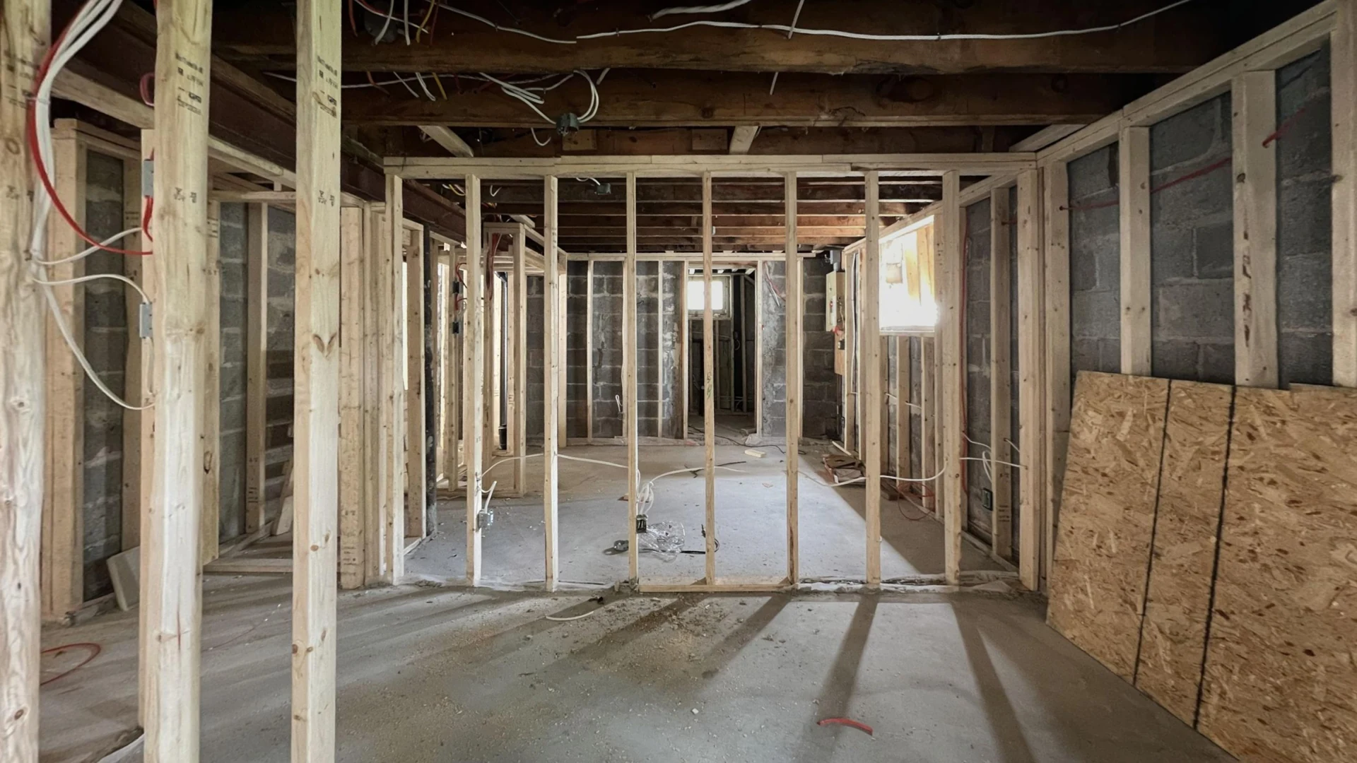 Ivanhoe alpha basement room layout during construction